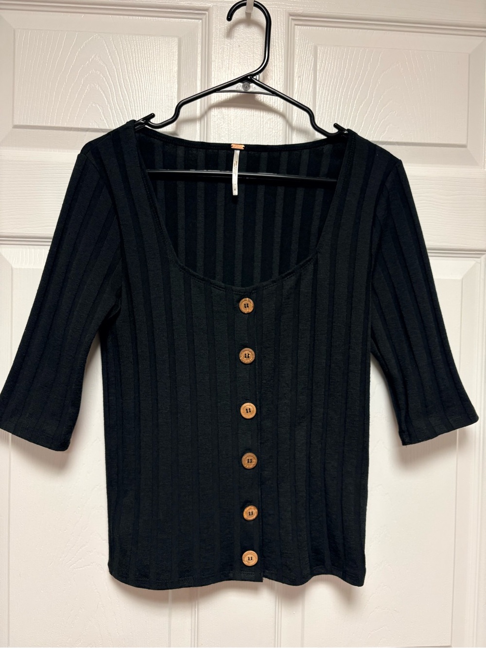 Free People Ribbed Button Up Top
